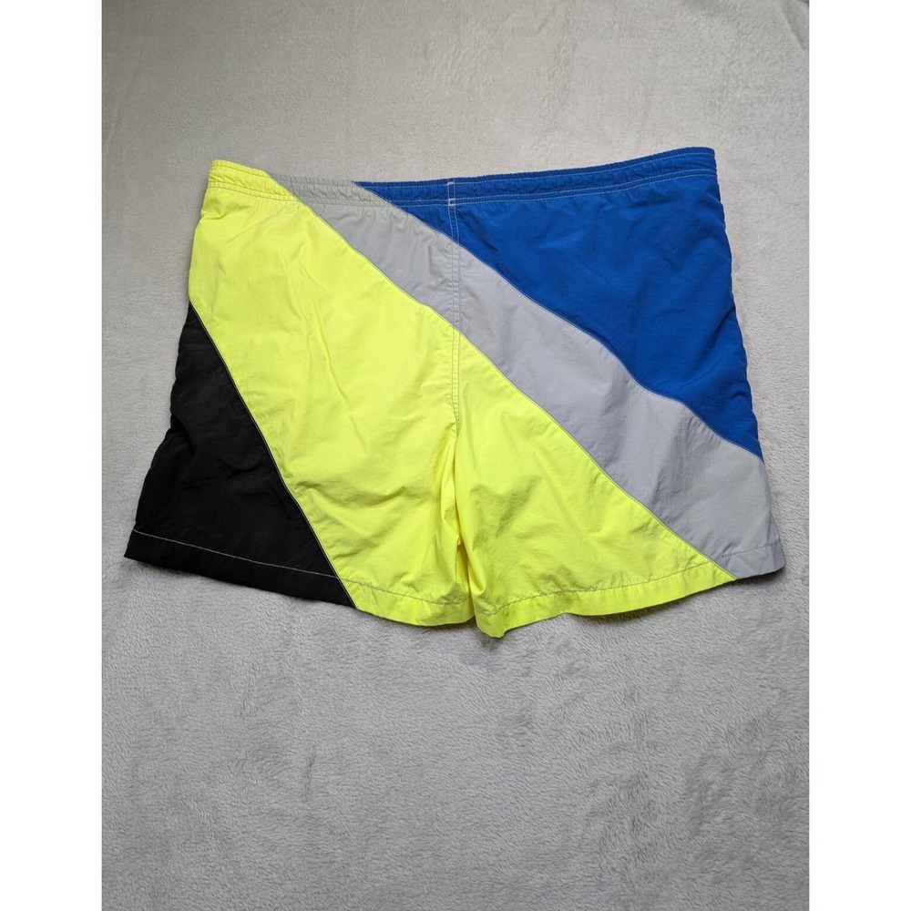 Nautica Shorts Mens Competition Nylon Swim Trunks Large Blue Yellow Beach Surfer